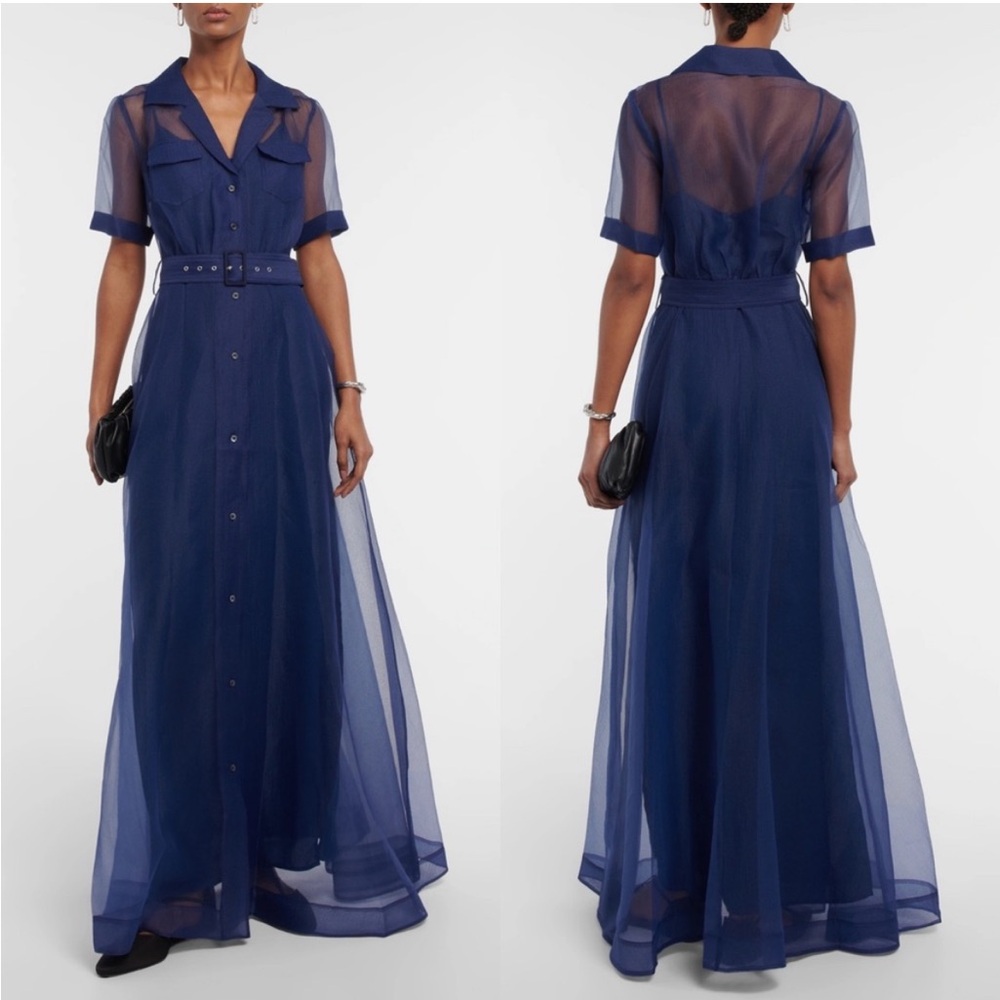 STAUD Sheer Navy Maxi Dress